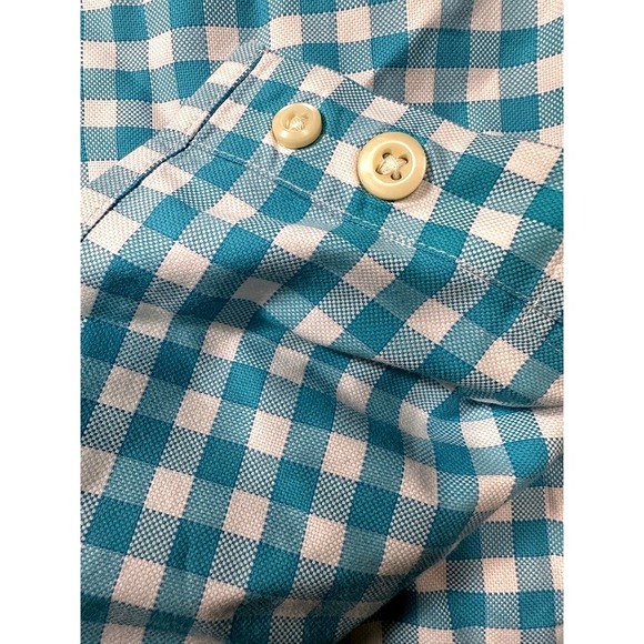 Peter Millar Large Blue White Gingham Dress Shirt Mens Long Sleeve 100% Cotton - Picture 6 of 8